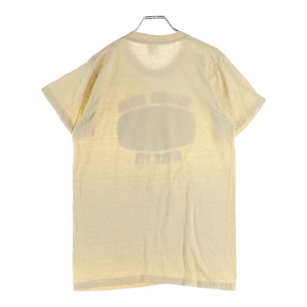 VINTAGE(ヴィンテージ) 80-90s フロントプリントクルーネック半袖Tシャツカット ベージュ