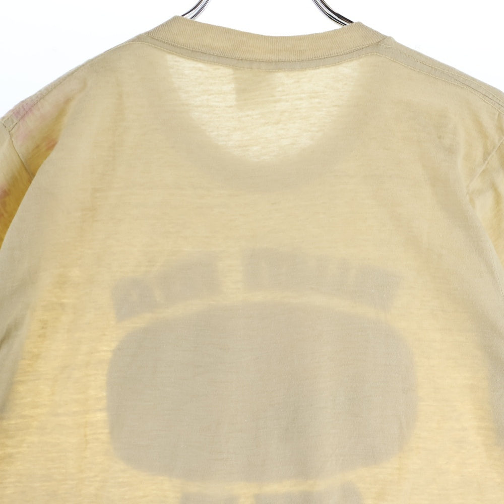 VINTAGE(ヴィンテージ) 80-90s フロントプリントクルーネック半袖Tシャツカット ベージュ