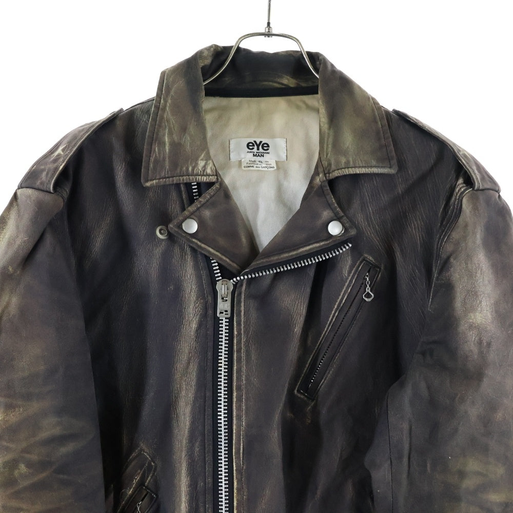 eYe COMME des GARCONS JUNYA WATANABE MAN(アイ コム デ ギャルソン ジュンヤ ワタナベ マン) 22SS×BERBERJIN ×ベルベルジン 綿バックサテンプリント ライダースジャケット ブラウン WI-J908