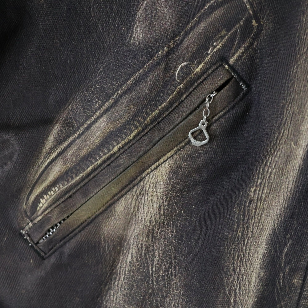 eYe COMME des GARCONS JUNYA WATANABE MAN(アイ コム デ ギャルソン ジュンヤ ワタナベ マン) 22SS×BERBERJIN ×ベルベルジン 綿バックサテンプリント ライダースジャケット ブラウン WI-J908