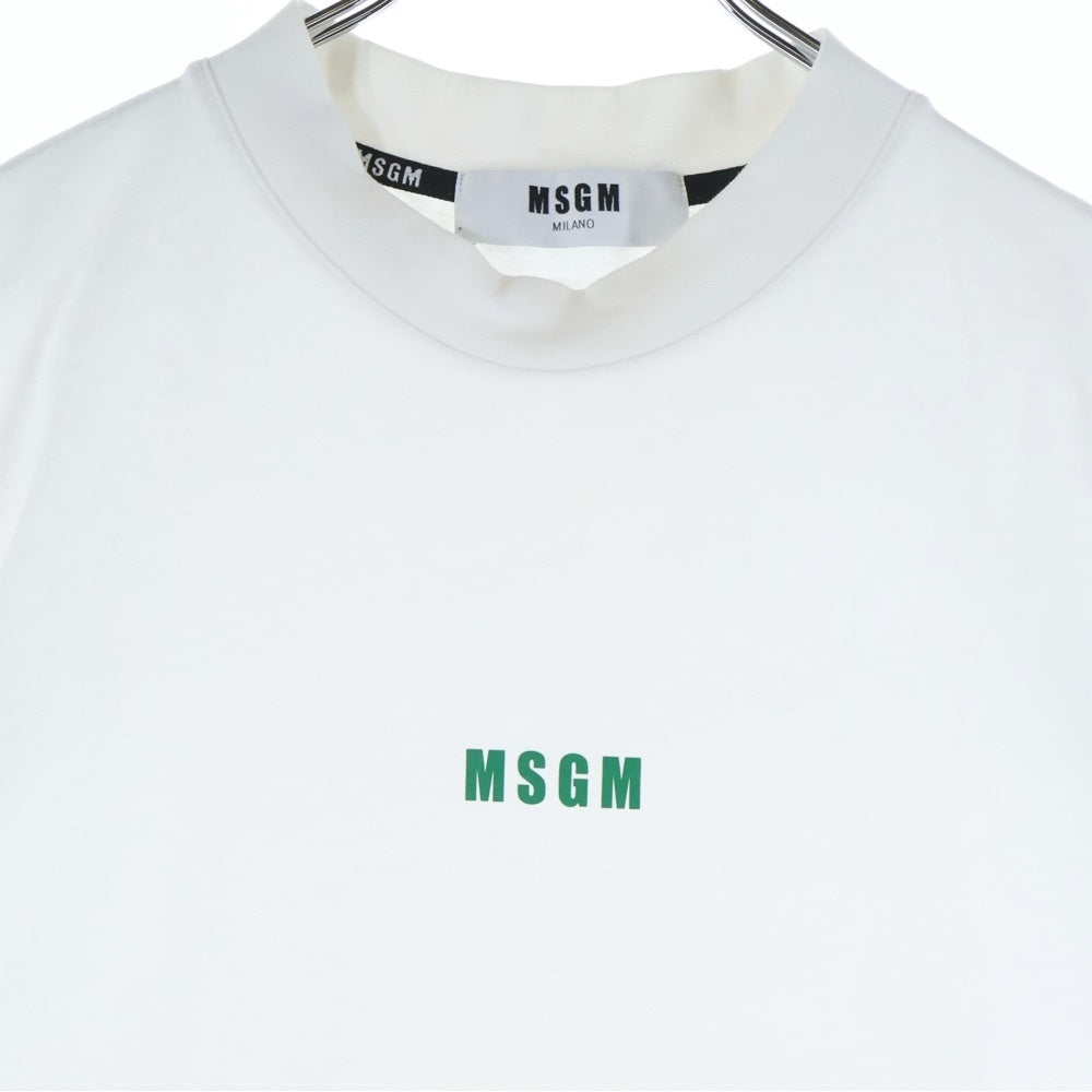 MSGM(エムエスジーエム) フロントロゴプリント クルーネック半袖Tシャツカットソー ホワイト 2440MM78