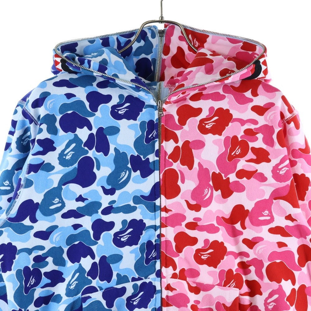 A BATHING APE(アベイシングエイプ) ABC CAMO SEPARATE SHARK FULL ZIP HOODULL ZIP HOODIE ABC カモ セパレートシャーク フルジップアップパーカー ブルー/ピンク 1L70-115-001