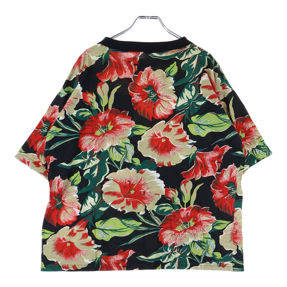 VINTAGE(ヴィンテージ) 00s クルーネック花柄半袖Tシャツカットソー ブラック
