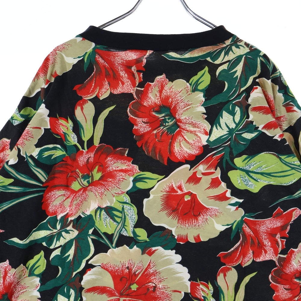 VINTAGE(ヴィンテージ) 00s クルーネック花柄半袖Tシャツカットソー ブラック