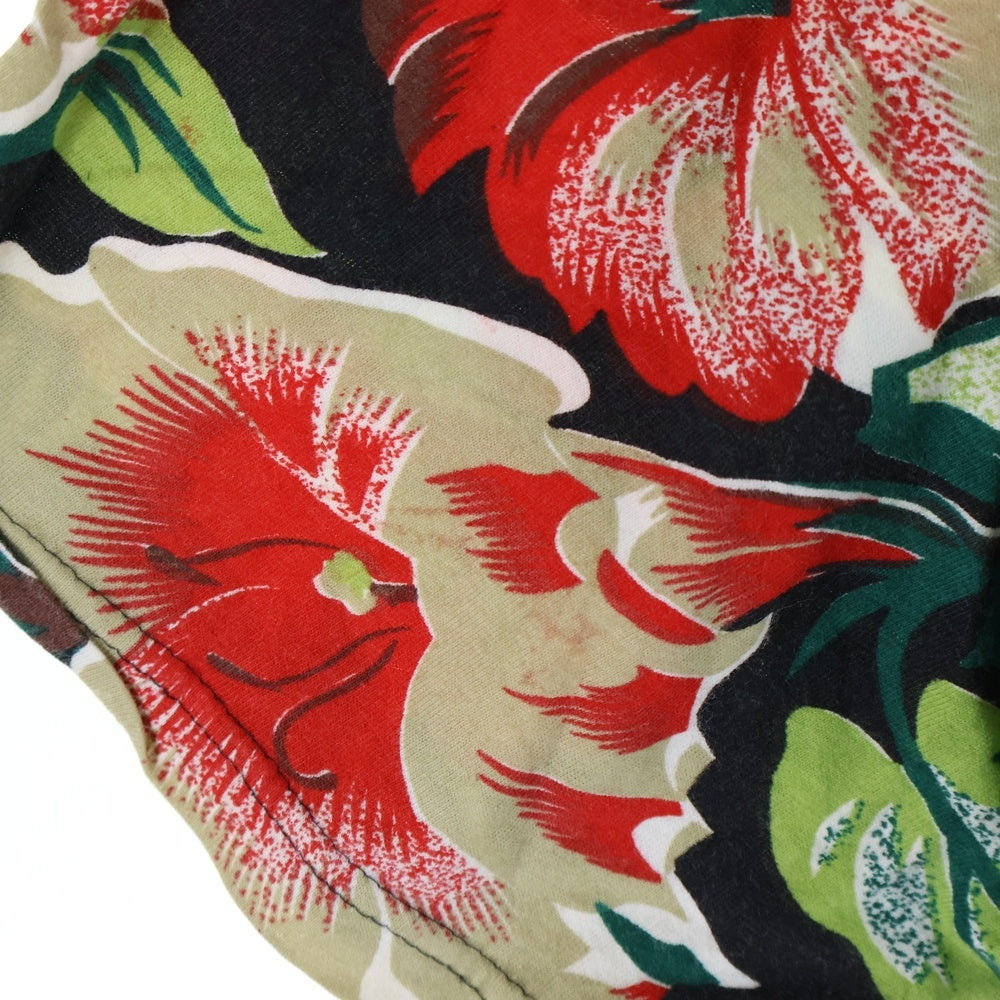 VINTAGE(ヴィンテージ) 00s クルーネック花柄半袖Tシャツカットソー ブラック