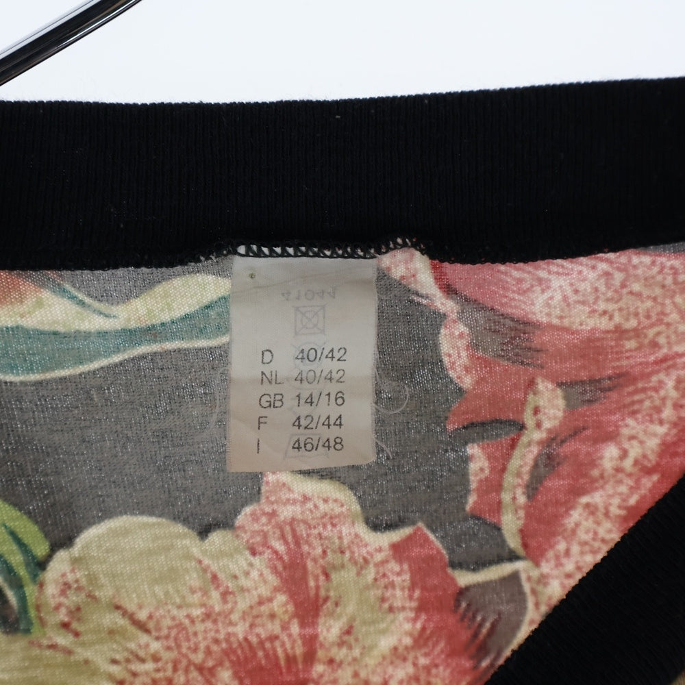 VINTAGE(ヴィンテージ) 00s クルーネック花柄半袖Tシャツカットソー ブラック