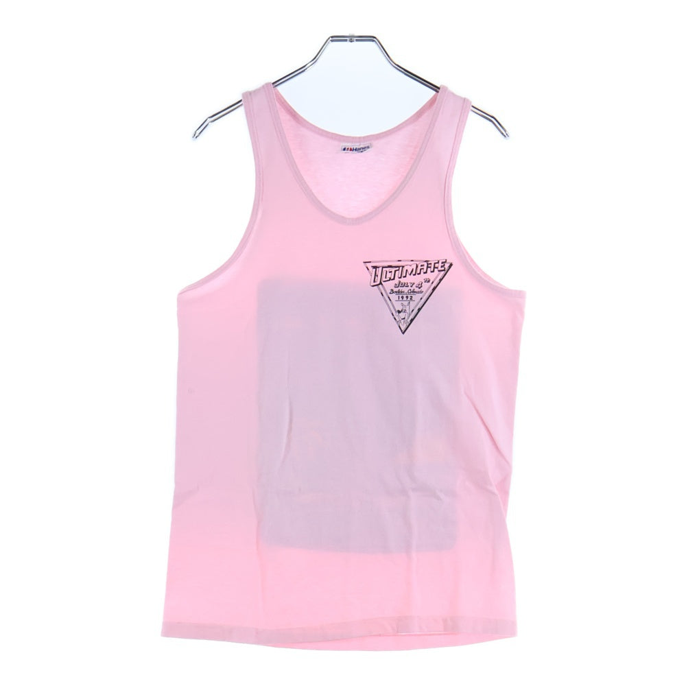 VINTAGE(ヴィンテージ) 90s Hanes 両面プリントクルーネックタンクトップ ピンク