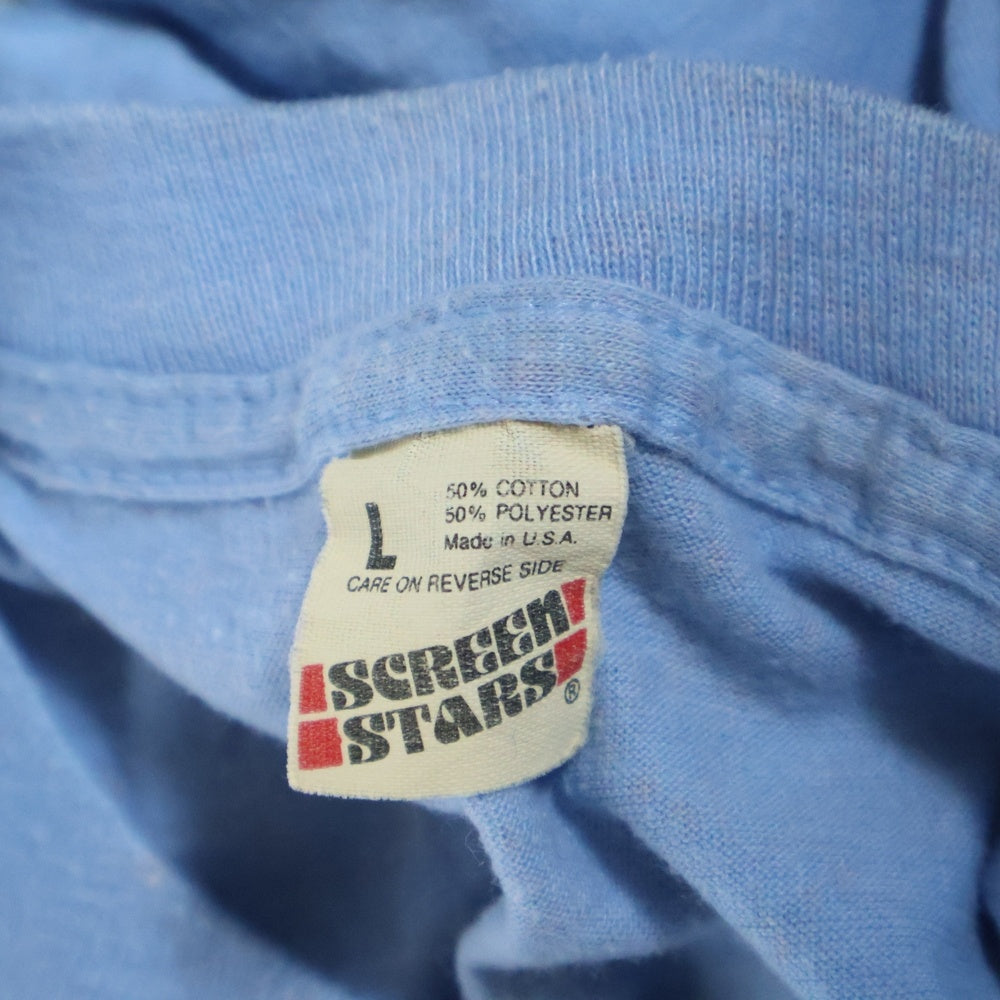 VINTAGE(ヴィンテージ) 80s SCREEN STARS フロントプリントクルーネック半袖Tシャツカットソー ブルー