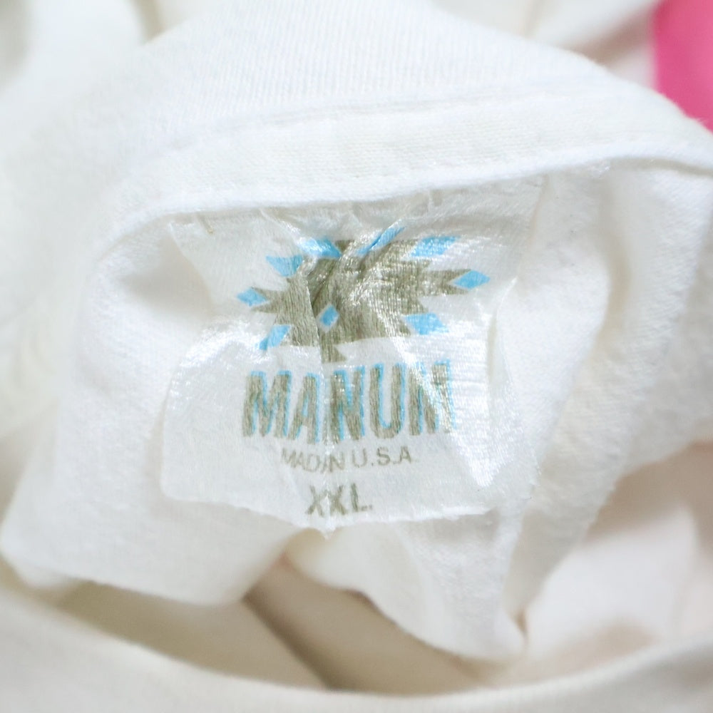 VINTAGE(ヴィンテージ) 90s MAGNUM フロントプリントクルーネック半袖Tシャツカットソー ホワイト