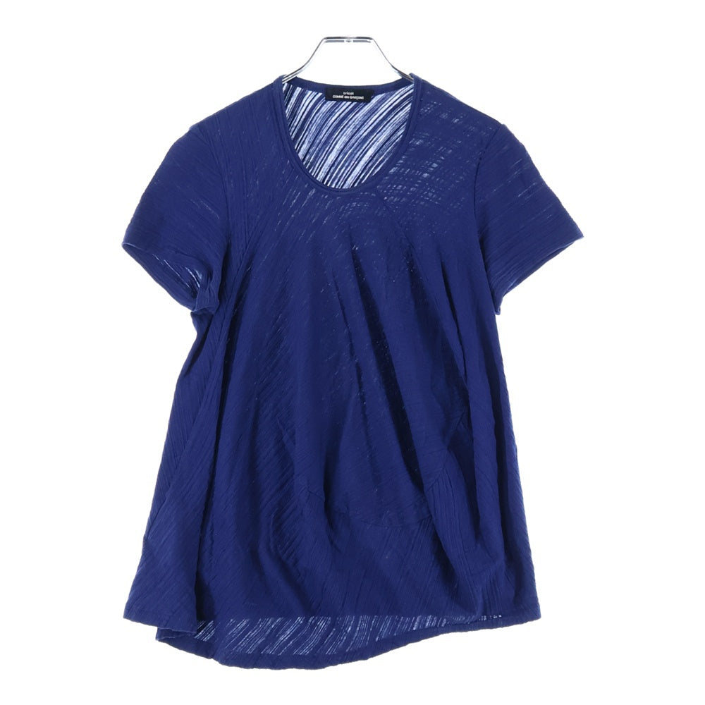 tricot COMME des GARCONS(トリコ コム デ ギャルソン) AD1999 無地クルーネック変形デザイン半袖Tシャツカットソー レディース ネイビー TT-020260