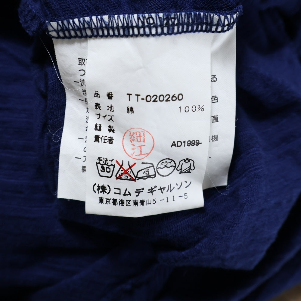 tricot COMME des GARCONS(トリコ コム デ ギャルソン) AD1999 無地クルーネック変形デザイン半袖Tシャツカットソー レディース ネイビー TT-020260