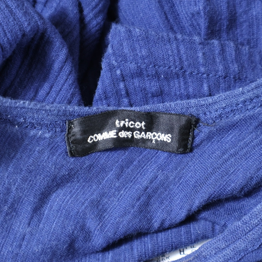 tricot COMME des GARCONS(トリコ コム デ ギャルソン) AD1999 無地クルーネック変形デザイン半袖Tシャツカットソー レディース ネイビー TT-020260