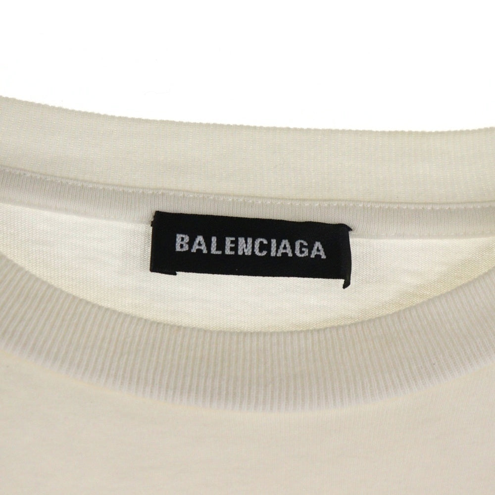 BALENCIAGA(バレンシアガ) レインボー刺繍ロゴ クルーネック半袖Tシャツカットソー レディース ホワイト