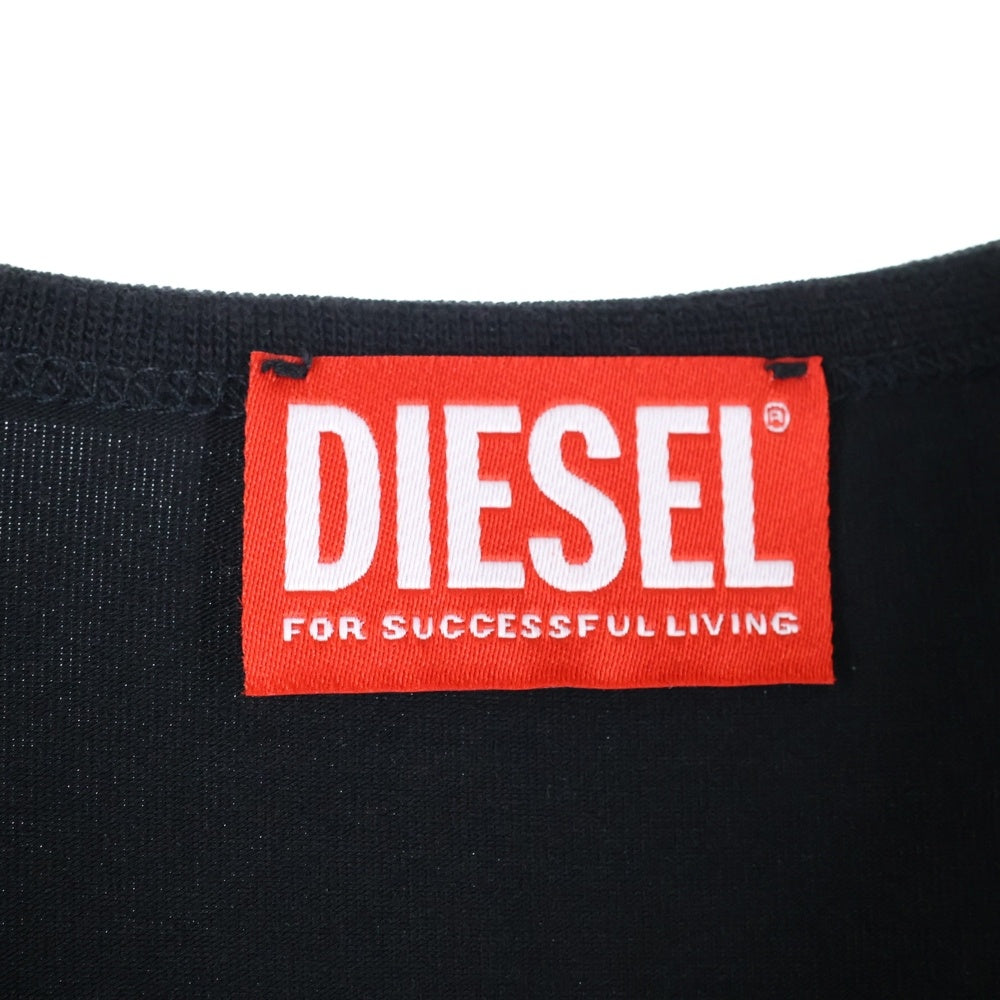 DIESEL(ディーゼル) D-ANGEL エンジェル ロゴ刺繍ミニ丈クルーネック半袖ワンピース レディース ブラック A06270 0AFAA