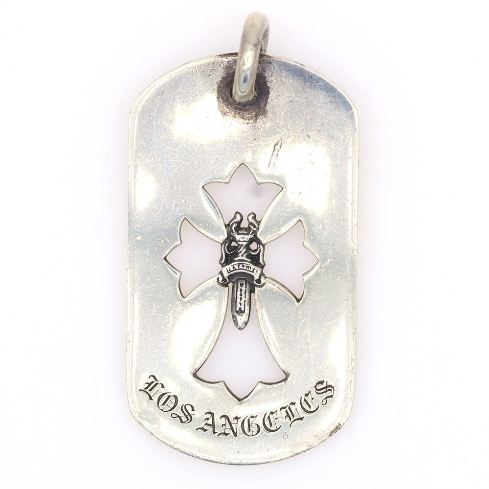 CHROME HEARTS(クロムハーツ) DT TNY CO CRS DAGGER ロサンゼルス限定 タイニーカットアウトクロスダガードッグタグ チャーム ペンダントトップ シルバー