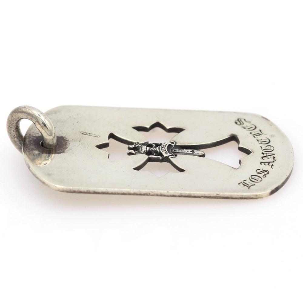 CHROME HEARTS(クロムハーツ) DT TNY CO CRS DAGGER ロサンゼルス限定 タイニーカットアウトクロスダガードッグタグ チャーム ペンダントトップ シルバー