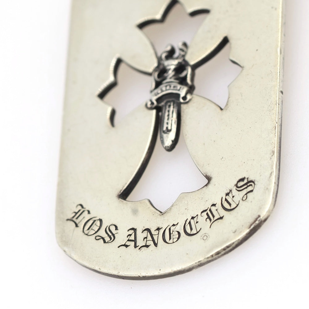 CHROME HEARTS(クロムハーツ) DT TNY CO CRS DAGGER ロサンゼルス限定 タイニーカットアウトクロスダガードッグタグ チャーム ペンダントトップ シルバー
