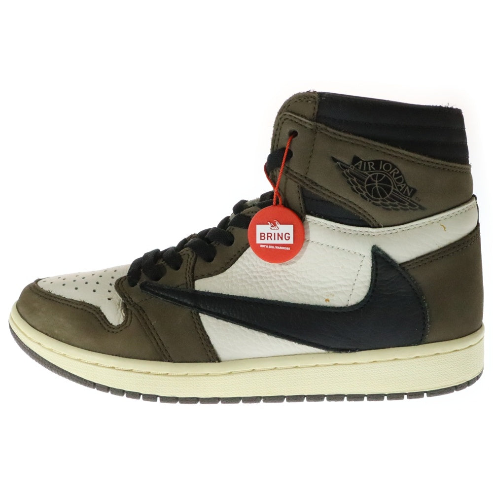 NIKE(ナイキ) ×TRAVIS SCOTT AIR JORDAN 1 RETRO HIGH OG TS SP トラヴィススコット エアジョーダン1 ハイカットスニーカー ブラウン/ホワイト US10/28cm CD4487-100