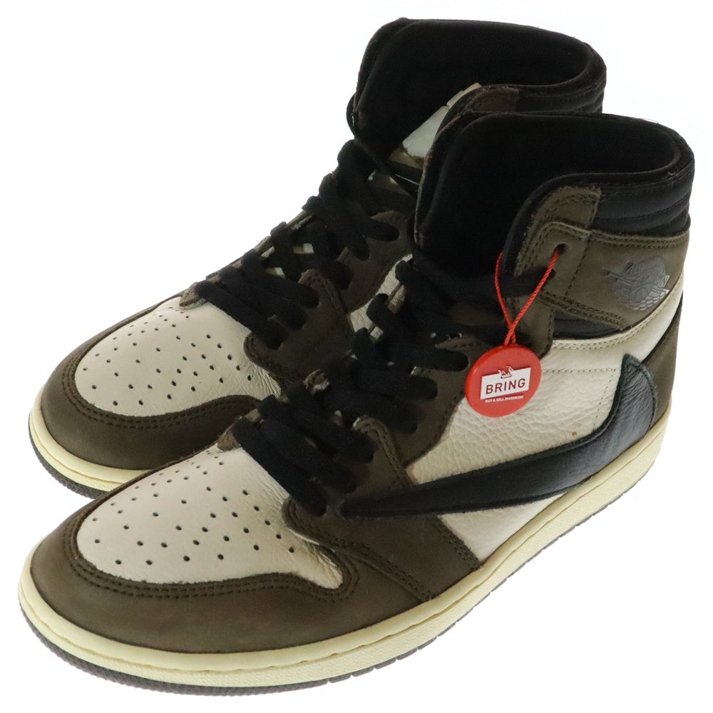 NIKE(ナイキ) ×TRAVIS SCOTT AIR JORDAN 1 RETRO HIGH OG TS SP トラヴィススコット エアジョーダン1 ハイカットスニーカー ブラウン/ホワイト US10/28cm CD4487-100