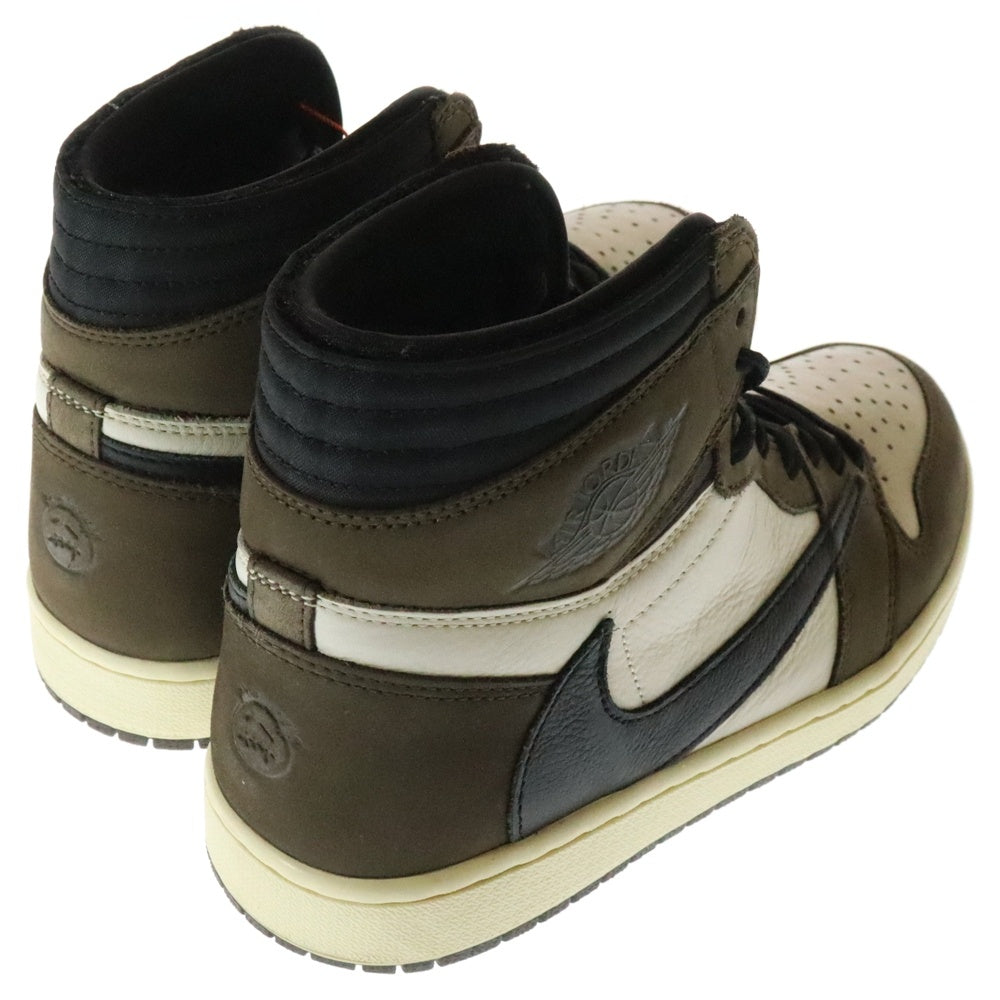 NIKE(ナイキ) ×TRAVIS SCOTT AIR JORDAN 1 RETRO HIGH OG TS SP トラヴィススコット エアジョーダン1 ハイカットスニーカー ブラウン/ホワイト US10/28cm CD4487-100