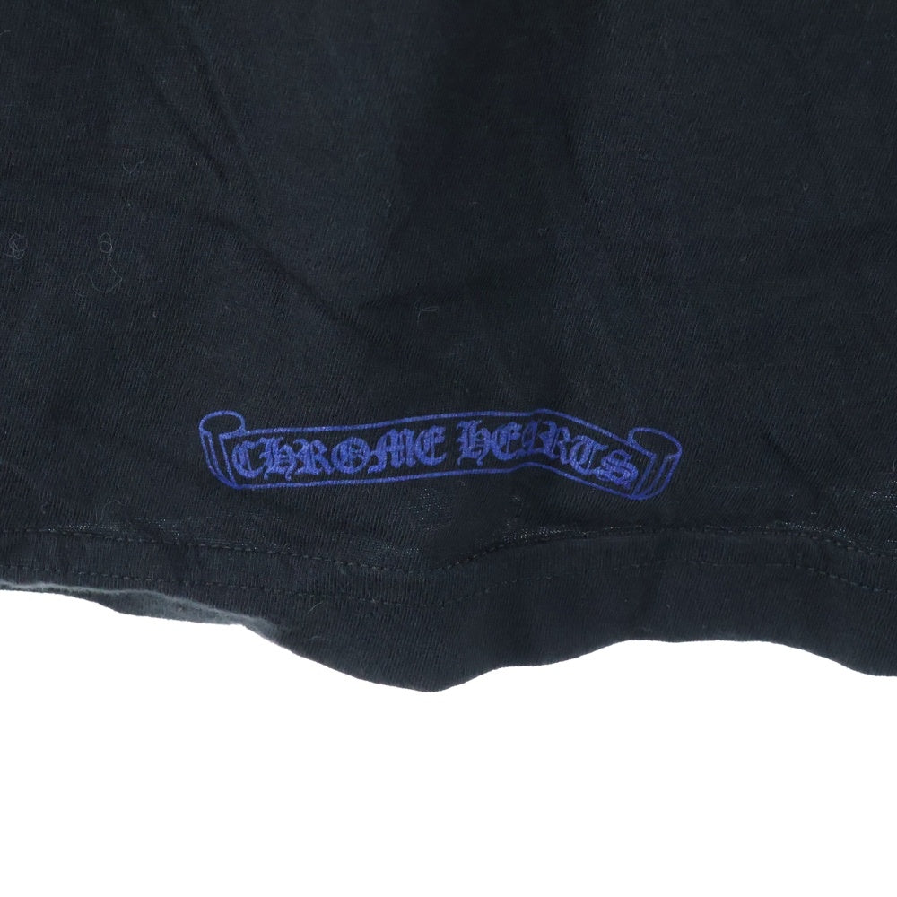 CHROME HEARTS(クロムハーツ) Neck Logo L/S Tee ネックロゴプリント クルーネック長袖Tシャツカットソー ブラック/ブルー