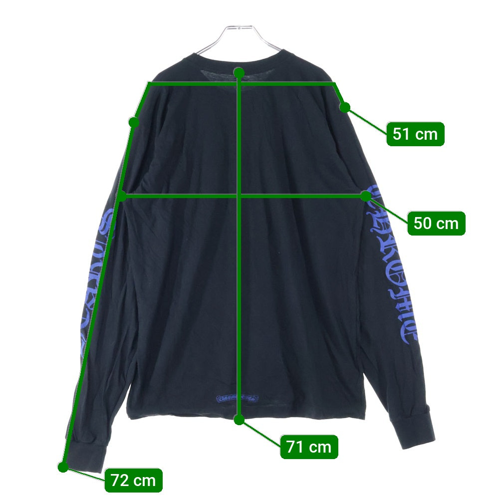 CHROME HEARTS(クロムハーツ) Neck Logo L/S Tee ネックロゴプリント クルーネック長袖Tシャツカットソー ブラック/ブルー