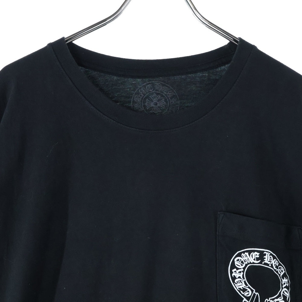 CHROME HEARTS(クロムハーツ) FLRL CRS HORSESHOE L/S 袖フローラルプリント クルーネック長袖Tシャツカットソー ブラック