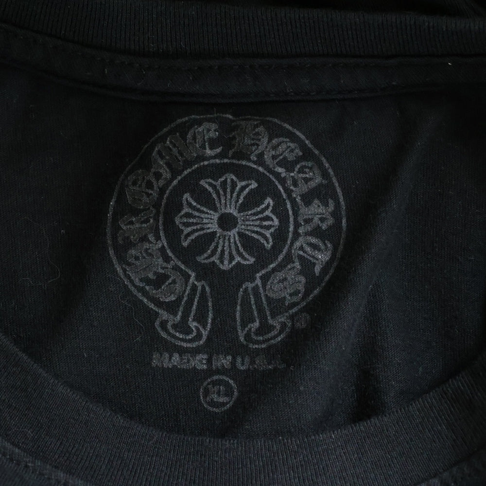 CHROME HEARTS(クロムハーツ) FLRL CRS HORSESHOE L/S 袖フローラルプリント クルーネック長袖Tシャツカットソー ブラック