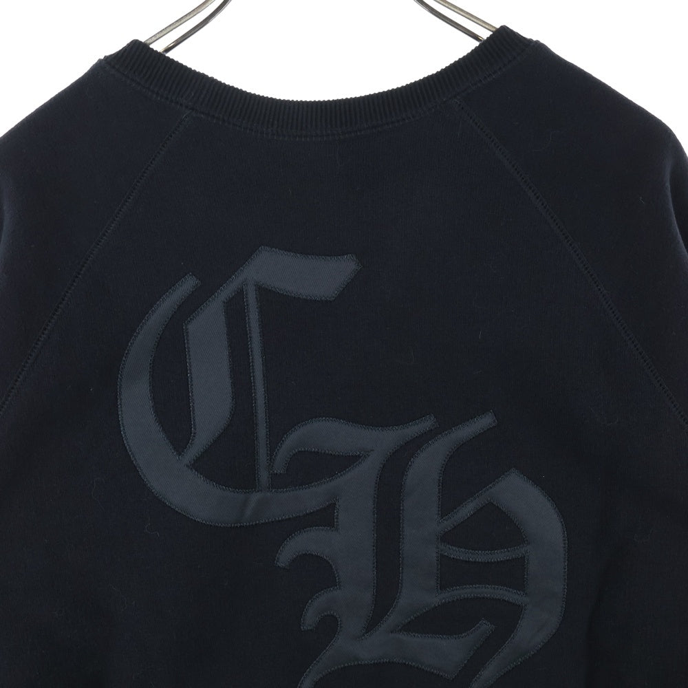 CHROME HEARTS(クロムハーツ) Y NOT CH LOGO CEMETERY CROSS SWEAT ワイノット セメタリークロスパッチ バックCHロゴ クルーネックスウェット ブラック