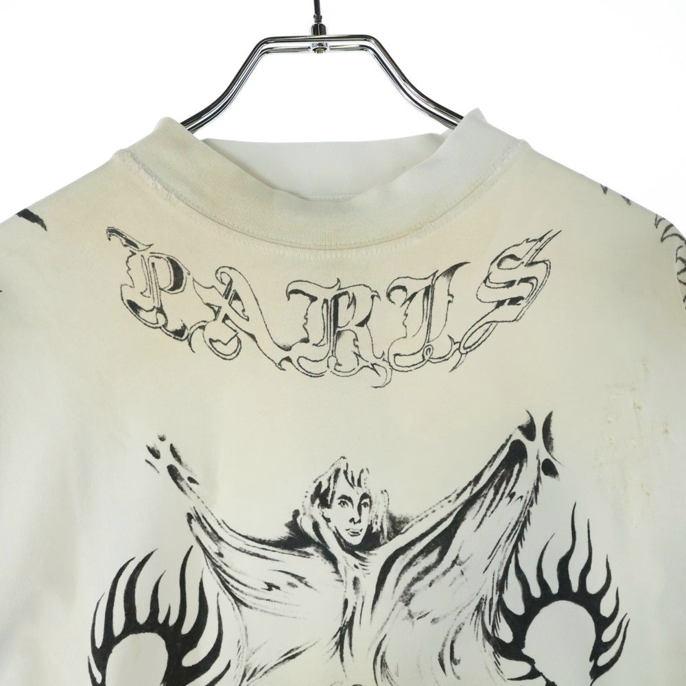 BALENCIAGA(バレンシアガ) 24SS Tattoo Distressed ダメージ加工総柄プリントクルーネック長袖Tシャツカットソー 790365 TQVR1