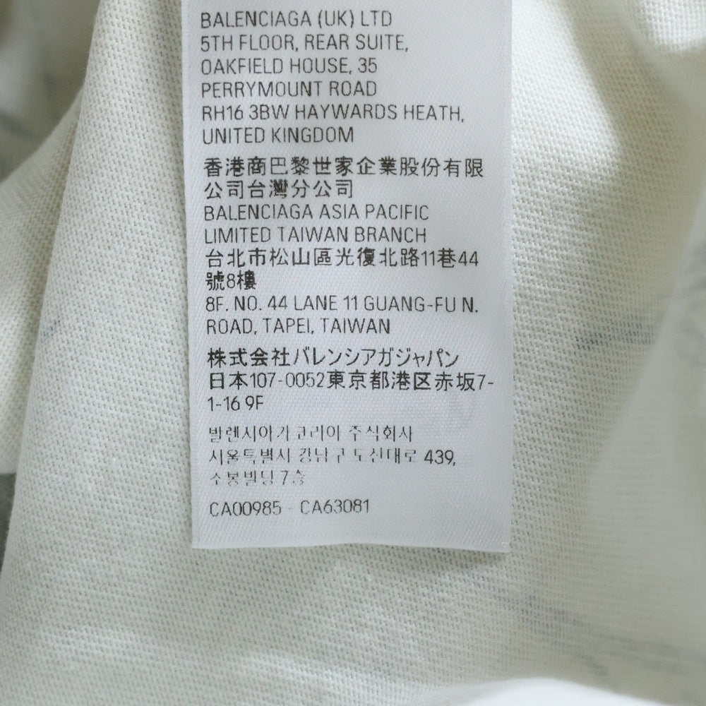 BALENCIAGA(バレンシアガ) 24SS Tattoo Distressed ダメージ加工総柄プリントクルーネック長袖Tシャツカットソー 790365 TQVR1