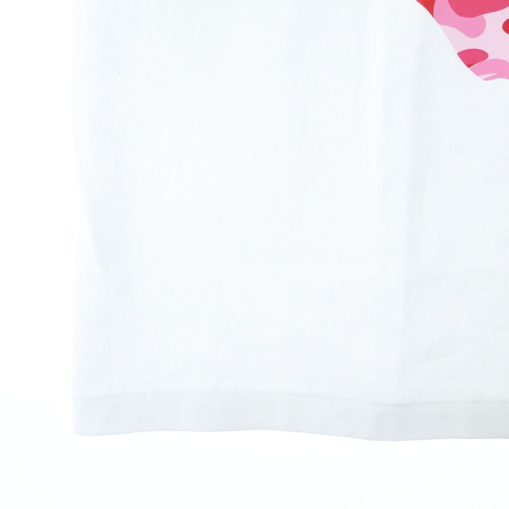 A BATHING APE(アベイシングエイプ) Big Ape Head Graphic Tee カモフラ ビッグヘッド マイロ プリント半袖Tシャツ クルーネックカットソー ホワイト/ピンク