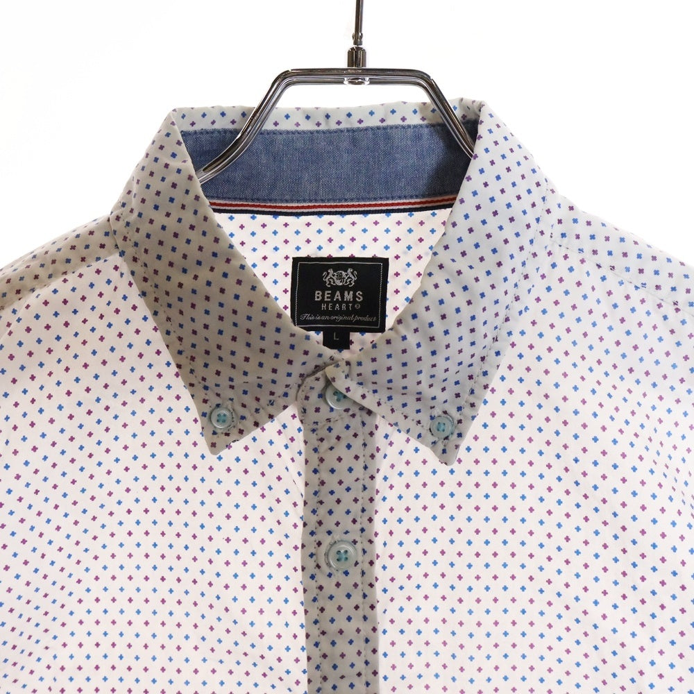 BEAMS HEART(ビームス ハート) ドット柄 半袖シャツ ホワイト 42-01-0048-147