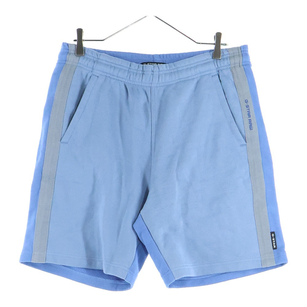 G-STAR RAW(ジースターロウ) TAPE COLOR BLOCK SWEAT SHORTS テープデザインスウェットトレーナーショートパンツ ブルー D22782-C988-D837