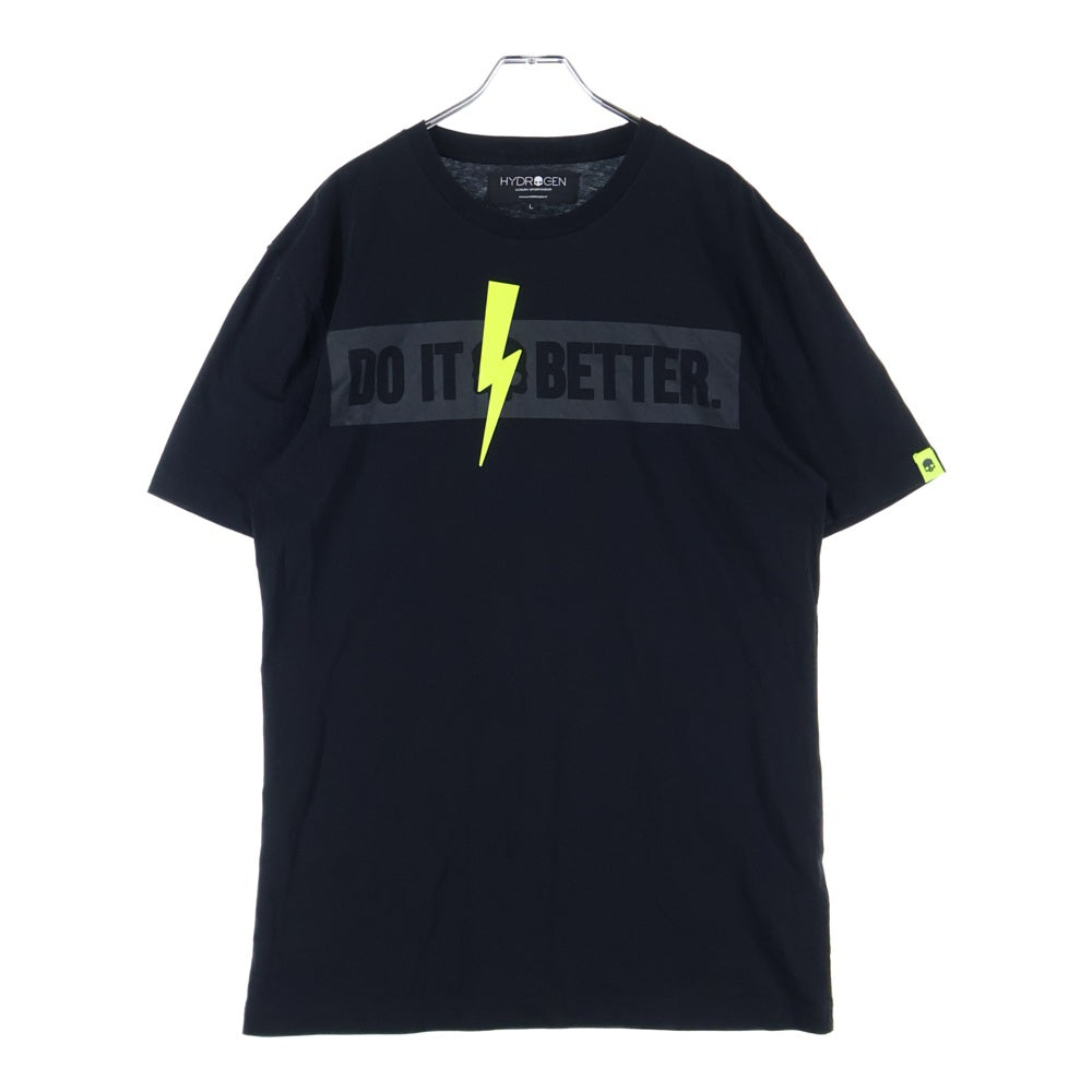 HYDROGEN(ハイドロゲン) フロントプリントクルーネック半袖Tシャツカットソー ブラック