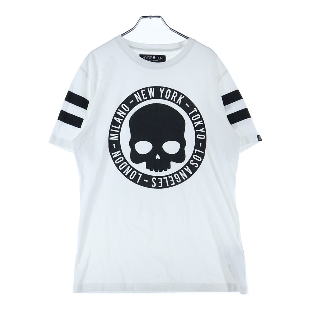 HYDROGEN(ハイドロゲン) フロントプリントクルーネック半袖Tシャツカットソー ホワイト