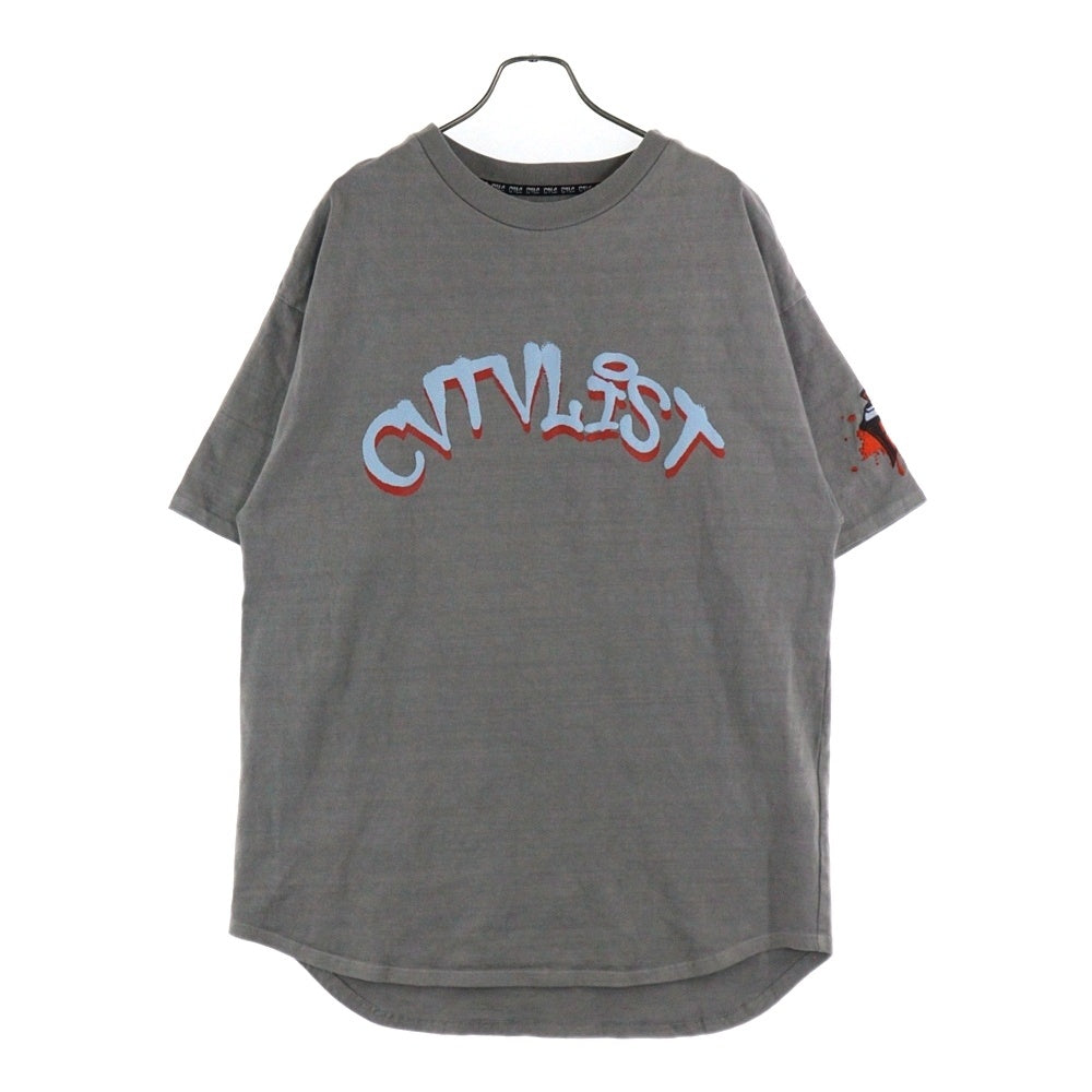 cvtvlist(カタリスト) CTLS アーチロゴ両面プリント刺繍デザインクルーネック半袖Tシャツカットソー グレー 2101090307