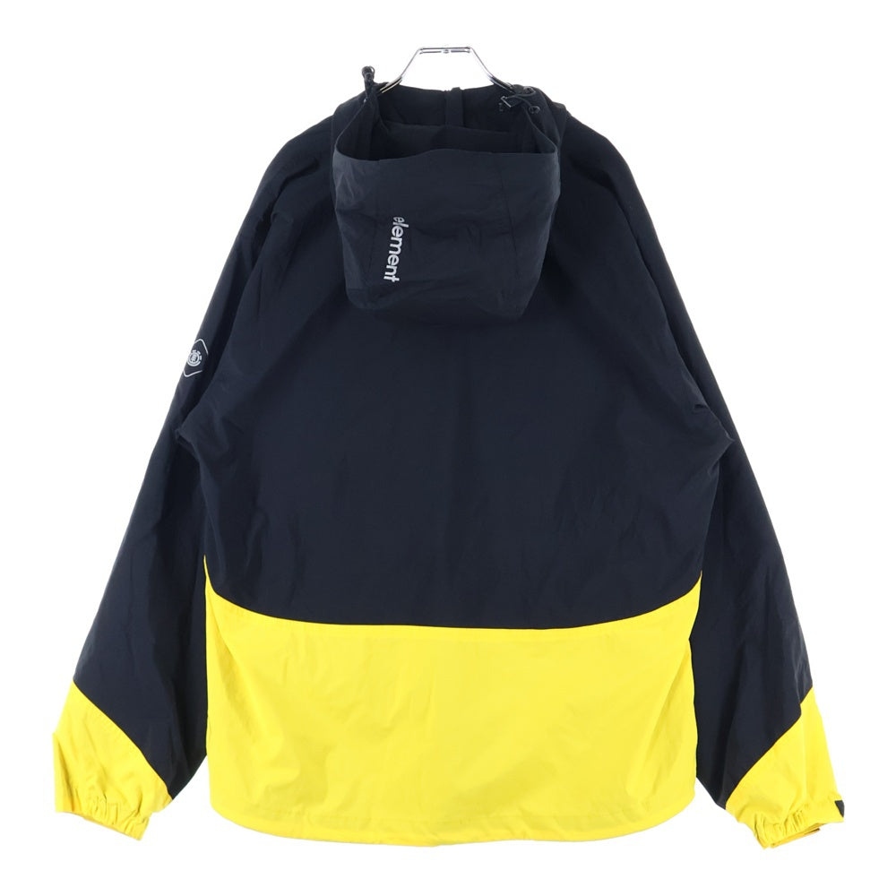 NO BRAND(ノーブランド) ELEMENT ロゴプリントプルオーバーナイロンフーディージャケット ブラック/イエロー AI021-755