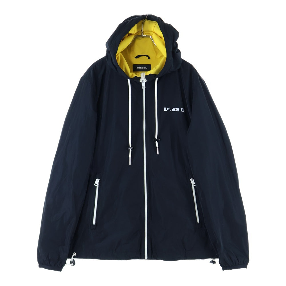 DIESEL(ディーゼル) ロゴプリントナイロンフーディージャケット ブラック