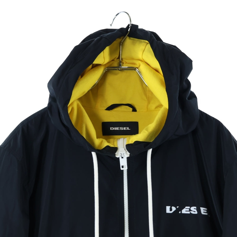 DIESEL(ディーゼル) ロゴプリントナイロンフーディージャケット ブラック