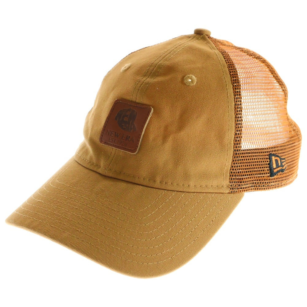 NEW ERA(ニューエラ) ロゴレザーワッペン付きメッシュキャップ ブラウン