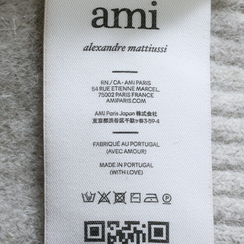 AMI Alexandre Mattiussi(アミアレクサンドルマテュッシ) ハートロゴ アルパカ混ニットカーディガン レディース グレー UKC025.KN0032