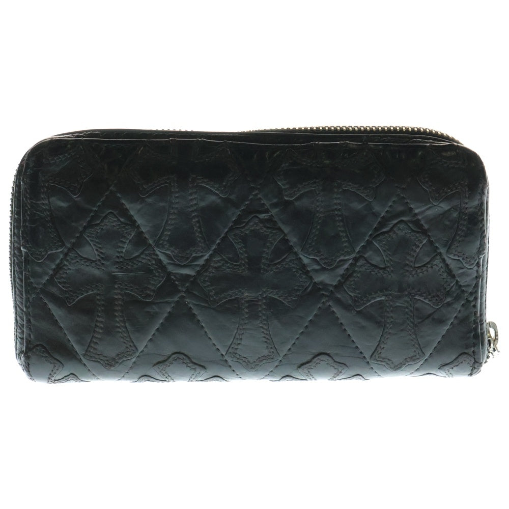 CHROME HEARTS(クロムハーツ) REC F ZIP/QUILTED クロスパッチ キルティングレザーウォレット 財布 ブラック