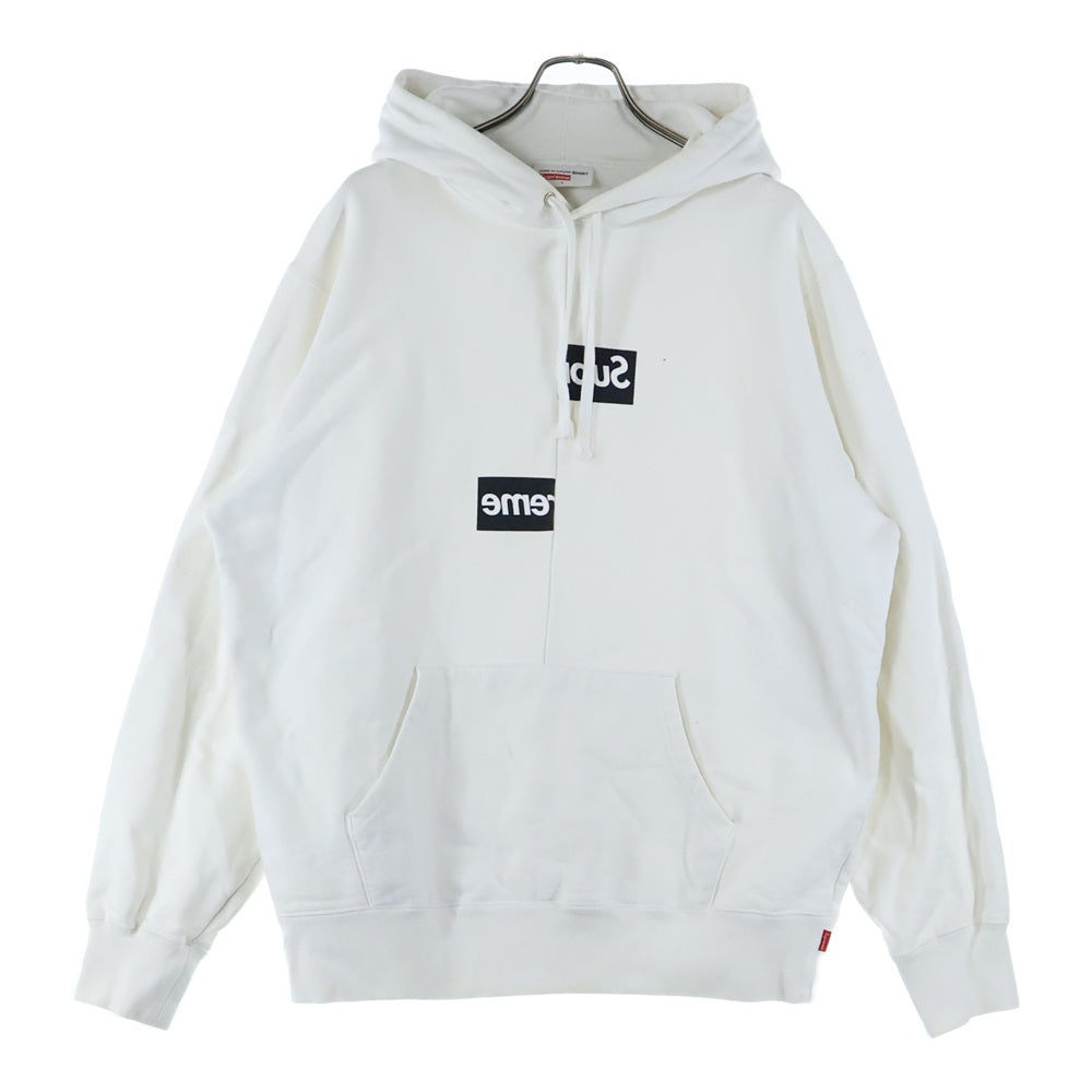 SUPREME(シュプリーム) 18AW COMME des GARCONS SHIRT Split Box Logo Hooded Sweatshirt コムデギャルソンシャツ スプリット ボックスロゴプリントスウェットプルオーバーパーカー