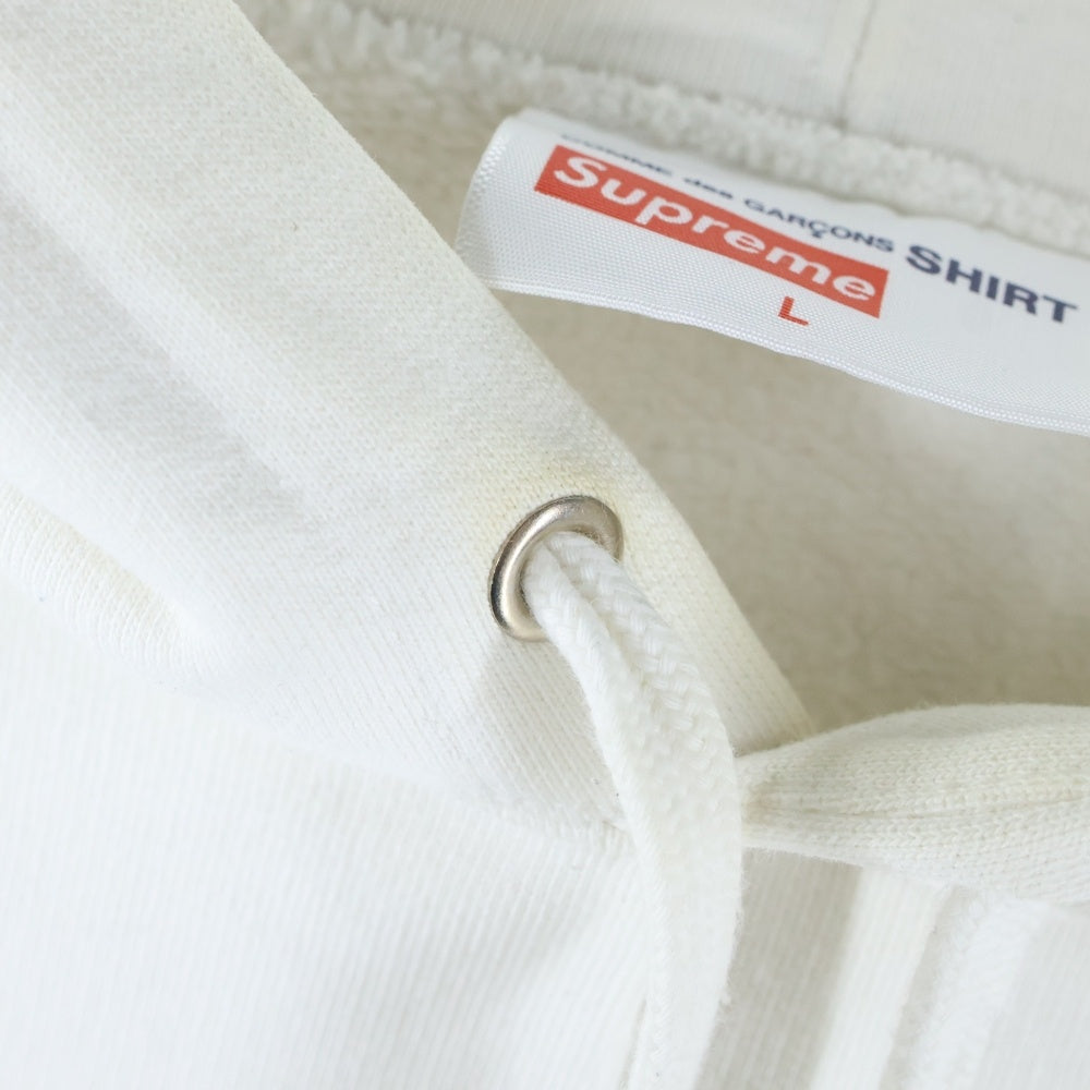 SUPREME(シュプリーム) 18AW COMME des GARCONS SHIRT Split Box Logo Hooded Sweatshirt コムデギャルソンシャツ スプリット ボックスロゴプリントスウェットプルオーバーパーカー