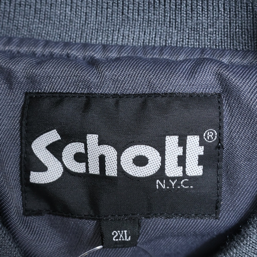 SCHOTT(ショット) ONIONQUILTED JACKET OVAL CHENILLE LOGO オーバルシニールロゴ オニオンキルティングジャケット ブルゾン グレー 782-3252021