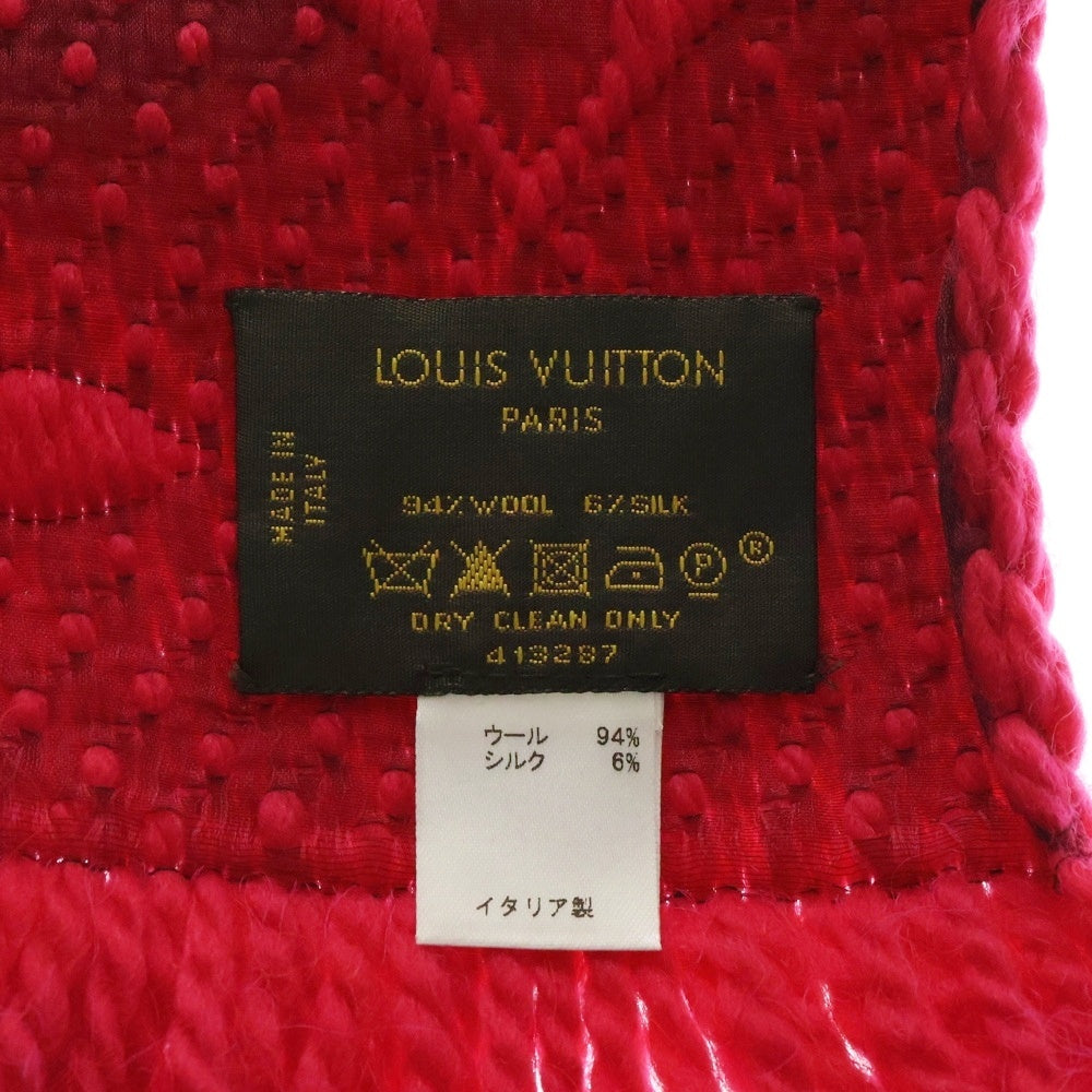 LOUIS VUITTON(ルイヴィトン) エシャルプ ロゴマニア ウールシルク ニットマフラー レッド 413287
