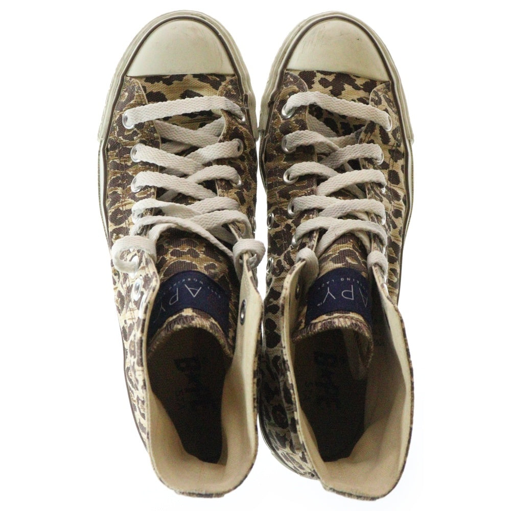 A BATHING APE(アベイシングエイプ) BAPESTA ヒョウ総柄キャンバスハイカットスニーカー レディース 24.5cm ブラウン FS-010