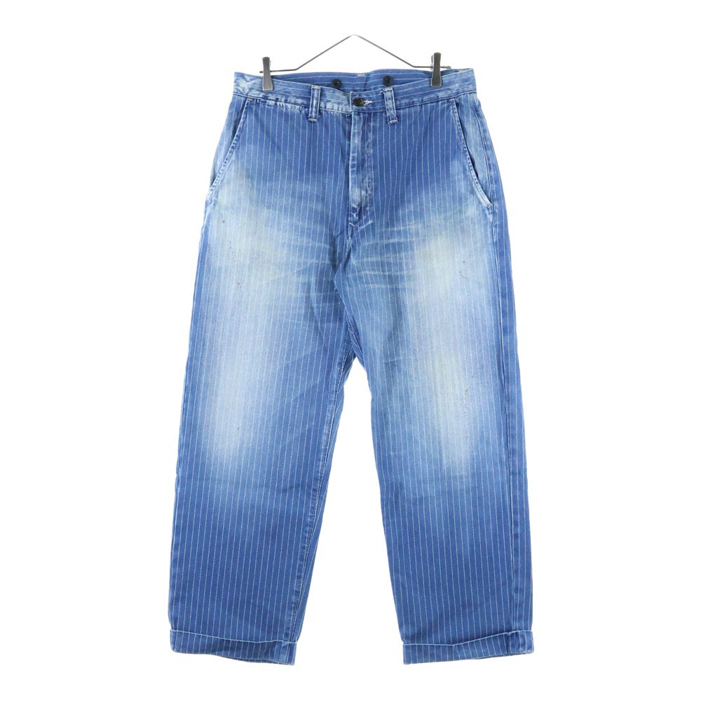 FULLCOUNT(フルカウント) Indigo Wabash Stripe Farmers Trousers インディゴウォバッシュストライプファーマーズトラウザーズ ワイドストレートワークパンツ ブルー 1128-4