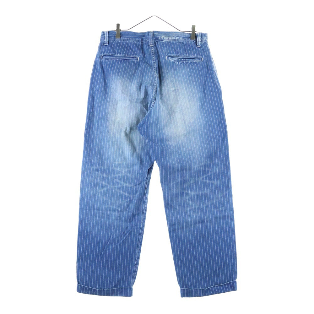 FULLCOUNT(フルカウント) Indigo Wabash Stripe Farmers Trousers インディゴウォバッシュストライプファーマーズトラウザーズ ワイドストレートワークパンツ ブルー 1128-4